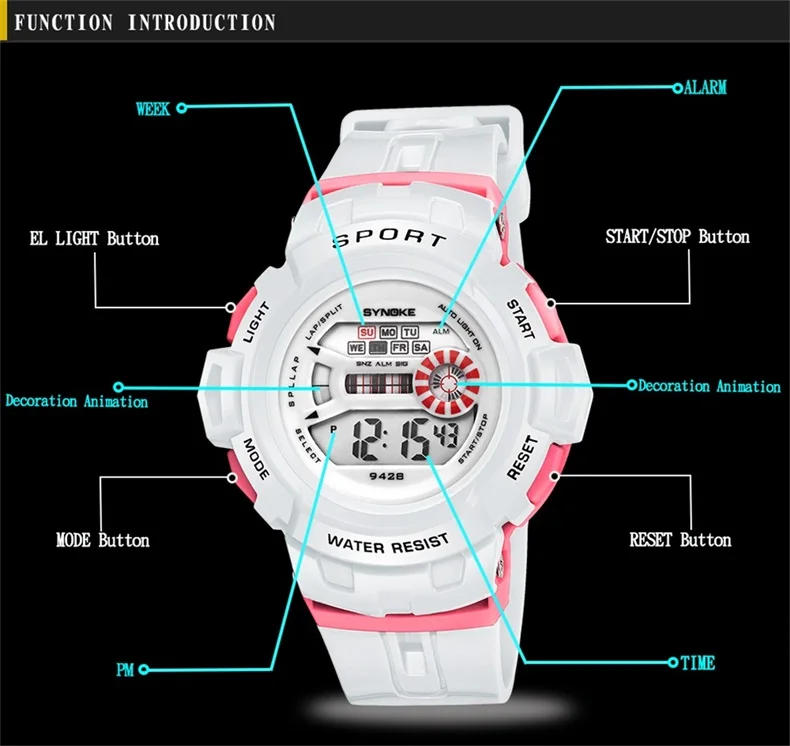 SYNOKE Fashion Kids Watches Sport Waterproof Watch Girls Boys Gifts LED Alarm Students Watch Relojes Children's Wristwatch enlarge