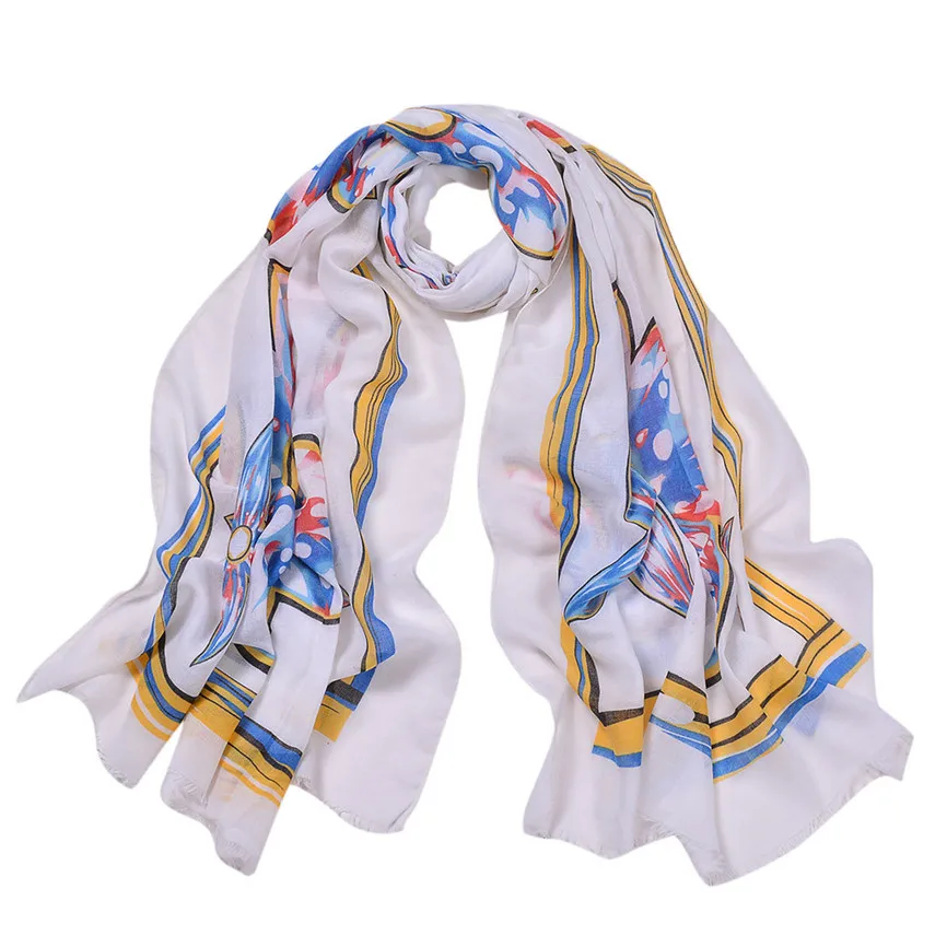 Soft Womens Shawl Soft Scarves Fashion Balinese Print Feathers Lightweight Beach Sunscreen Scarf Autumn New Female Shawl 30