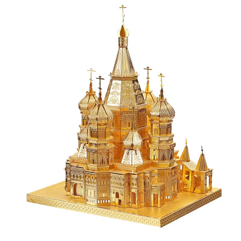 3D металлическая головоломка игрушка Сделай Сам церковь, замок колесо обозрения Биг Бен голландская ветряная мельница строительные наборы металлические Пазлы игрушки для детей - Цвет: Cathedral