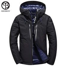 Asesmay брендовая одежда Новое мужское зимнее пальто белая пуховая куртка синие короткие теплые парки с капюшоном спортивный костюм мужская повседневная куртка