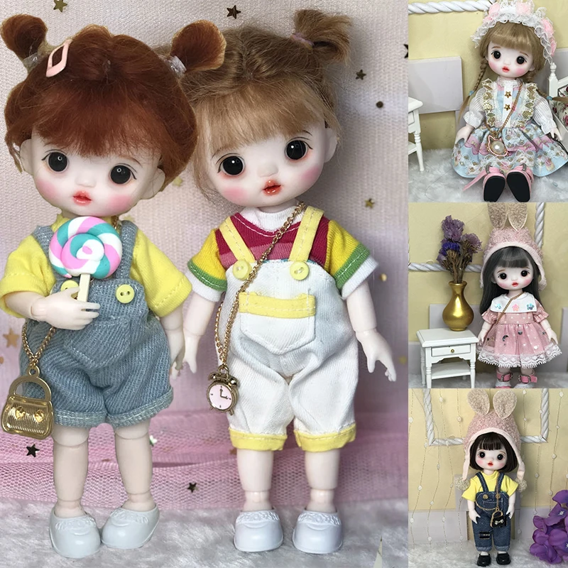 Muñeca BJD de 17cm con 12 articulaciones móviles, muñeca Bjd de cara bonita, con ojos grandes, juguetes para niñas, bolsa de maquillaje hecha a mano, juguete