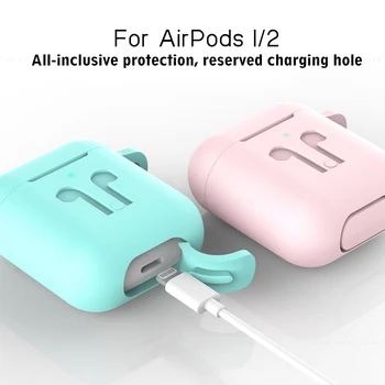 

Fashion Silicone Headphone Set Anti-fall Belt Hook Case Thin Case with Hanging Buckle Earphone Headset Box for Apple Airpods 1 2
