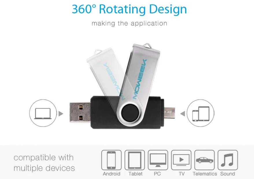 Moweek модный OTG USB крутой флеш-накопитель 64 ГБ USB 2,0 флеш-накопитель transcend 32 ГБ 16 ГБ 8 ГБ 4 ГБ Флешка карта памяти металлическая U