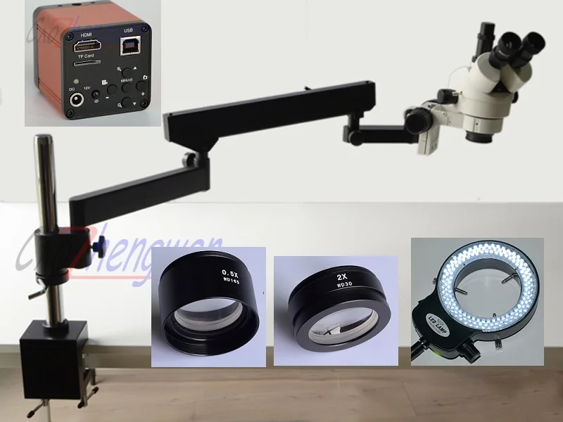 Микроскоп FYSCOPE 16MP 50SPF HDMI 3 5x-90X стерео микроскоп с шарнирным рычагом и зумом 144LED |