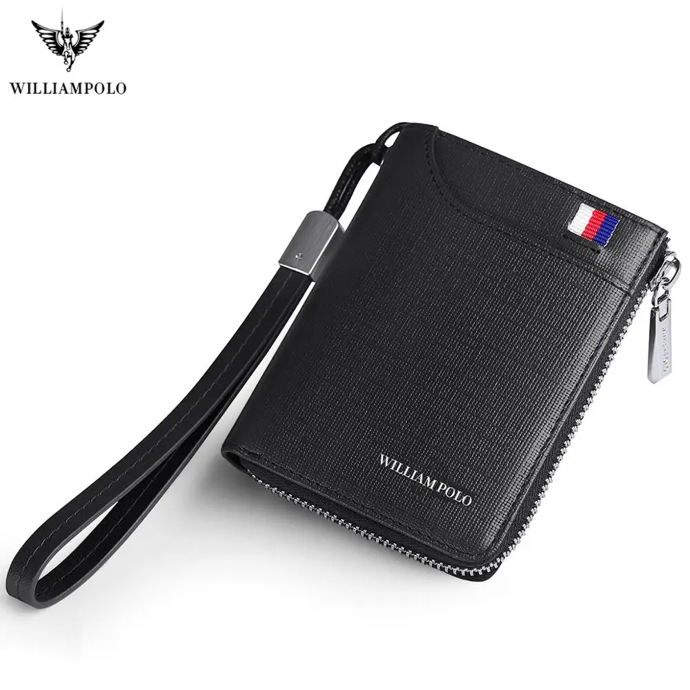 

WILLIAMPOLO Top Brand Upgraded version Men key wallet holder leather car key wallet Anti-theft wrist strap Multi-function wallet