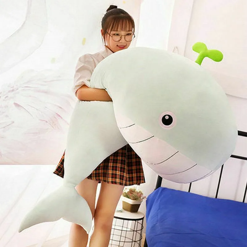 Comfortable soft whale plush toy fish hug pillow cushion sofa pillow plush animal children birthday gift 70 90 120cm soft plush toy giant blue whale doll pillow plush sea animal cetacean kids boys christmas birthday gift for children