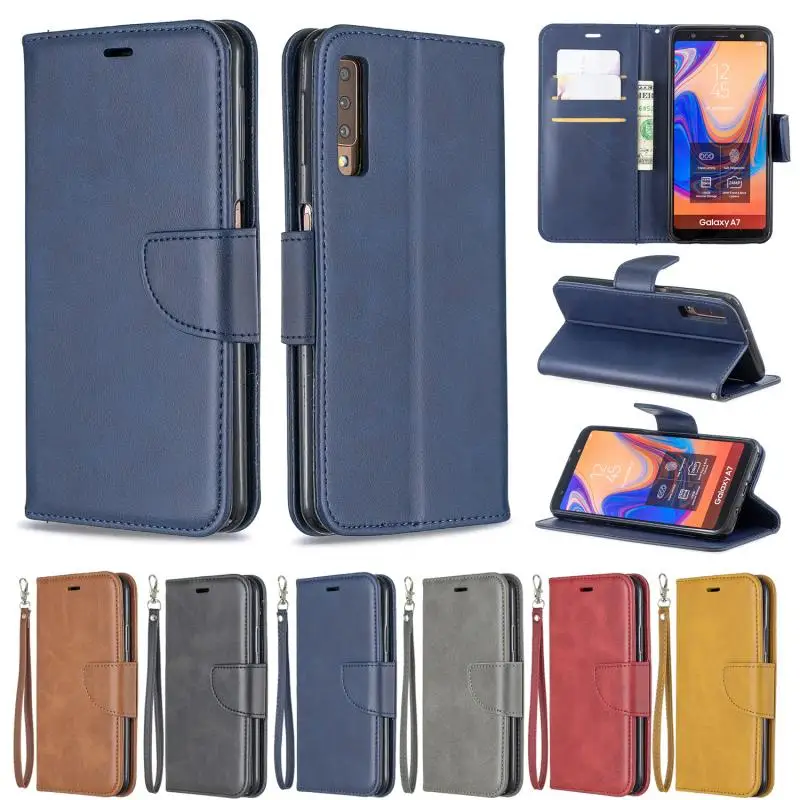 Чехол из искусственной кожи для samsung Galaxy A6 + A7 A8 Plus J2 Pro J4 J6 2018 матовый мягкий флип