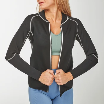 

2020 Summer Women's Neoprene Sauna Vest with Sleeves Gym Hot Sweat Suit Weight Loss Long Sleeves Body Shaper Fat Burner Top