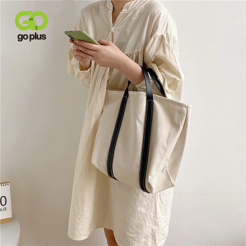 

GOPLUS Women's Canvas Tote Bag 2020 Vintage Handbags Fashionable Casual Large Designer Shopper Bags For Female New sac a Main