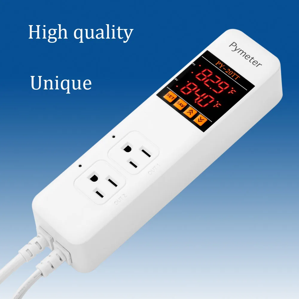 

Pymeter US Plug Digital Temperature Controller Thermostat Regulator Dual Relays Heating & Cooling Homebrewing, dual power socket