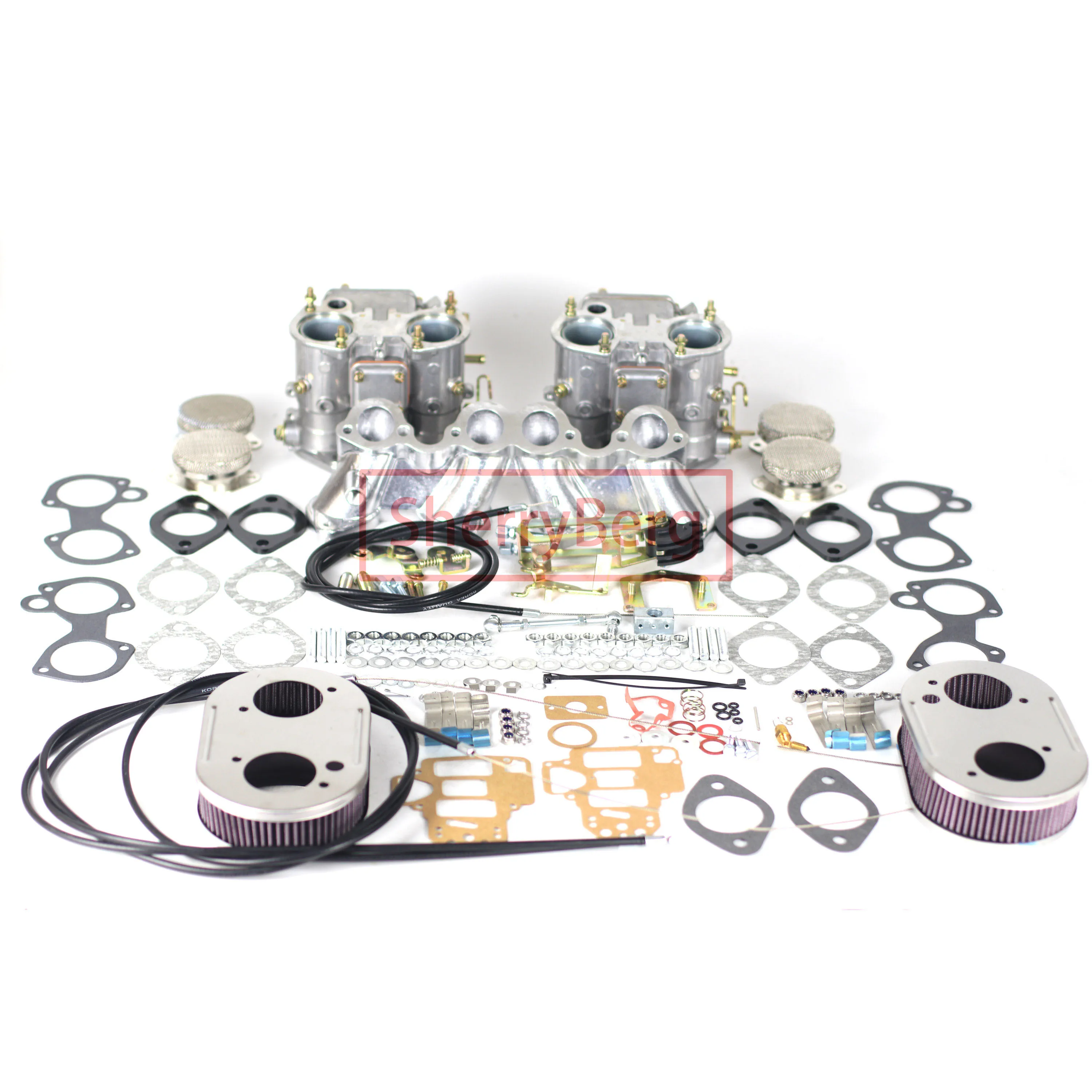 

SherryBerg Twin Carb Kit FOR VW GOLF/POLO 1.1 / 1.3 Weber MK2 45mm 2 45DCOE Carburetors + Air Filters + MANIFOLD + Set Linkage