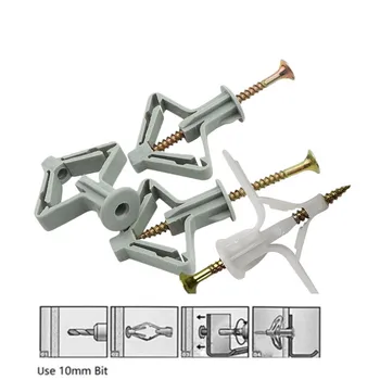 

20pcs Plastic Toggle anchor With m4 screw Curtain Gypsum Board hollow wall pipe plug aircraft expansion anchor bolt Accessories