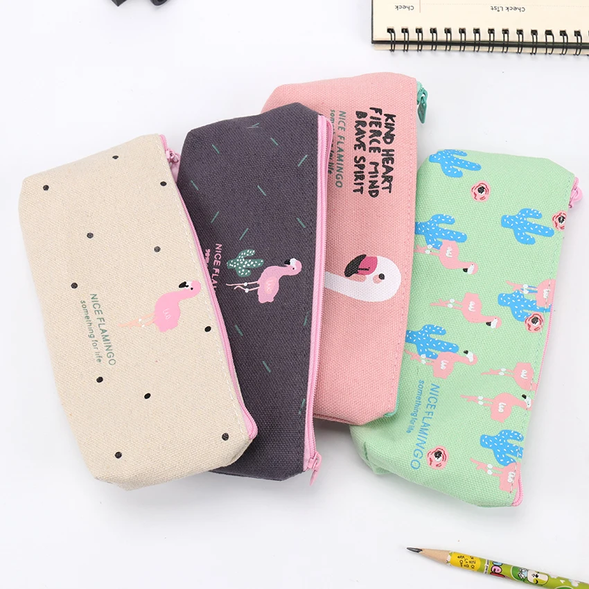 

Flamingo Pencil Case Canvas Large Capacity Multifunction Pencil Bags Pen Box School Supplies Stationery Student Girl Gift
