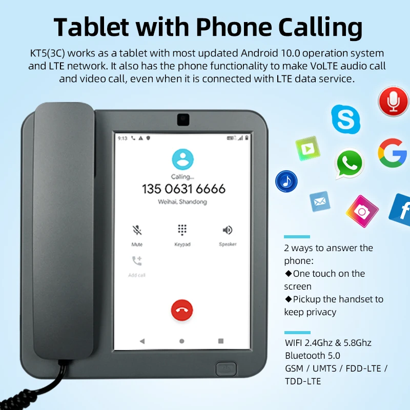 KT5 Telephone Portable Android10.1 Operation System VoLTE Android KT5 Telephone Portable Wall Mount Desk Phone smart mobile phones