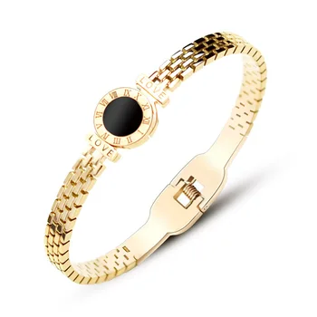 

Exequisite Hollow Rectangle Shell Stainless Steel Bracelets Bangles for Women Female Trendy Upscale Office Jewelry Gift Party