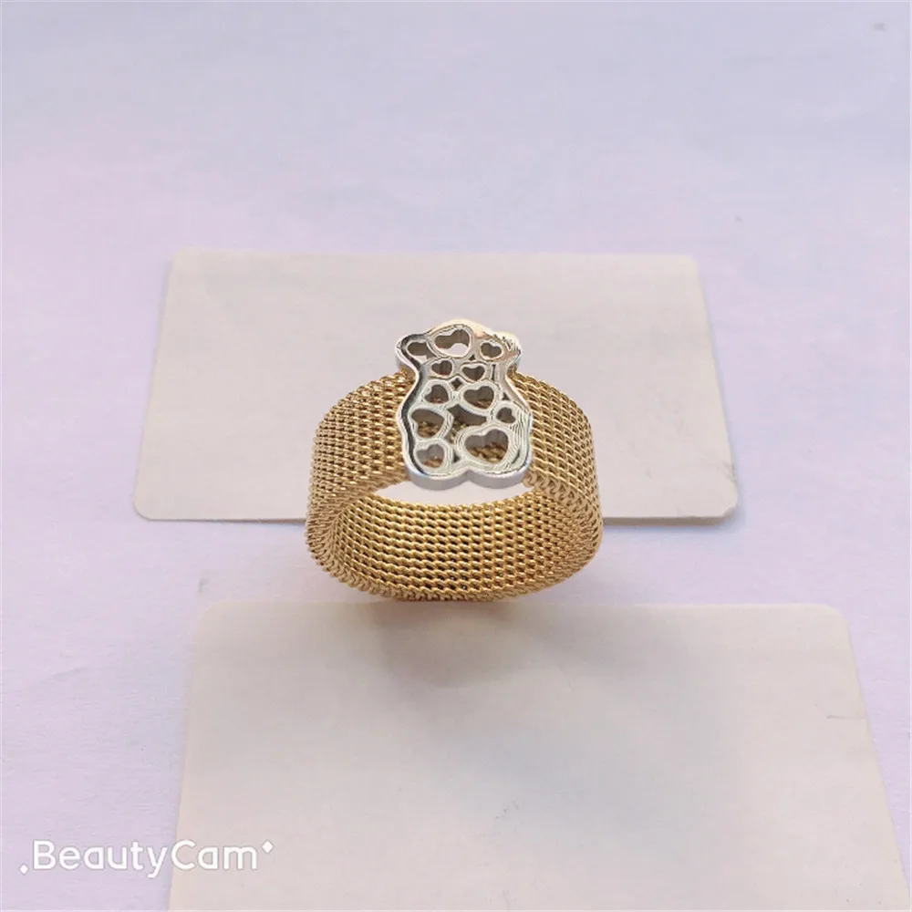 Кольцо с медведем из нержавеющей стали, Сетчатое кольцо, много цветов, модель может быть выбрана, очень высокое качество, для девочек, как лучший подарок, обручальные кольца с радугой - Цвет основного камня: same picture