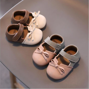 

New Leather Kids Baby Girls Shoes Soft Bottom First Walkers Newborn Infant Girls Princess Shoes Bowknot Anti-Slip Children Shoes