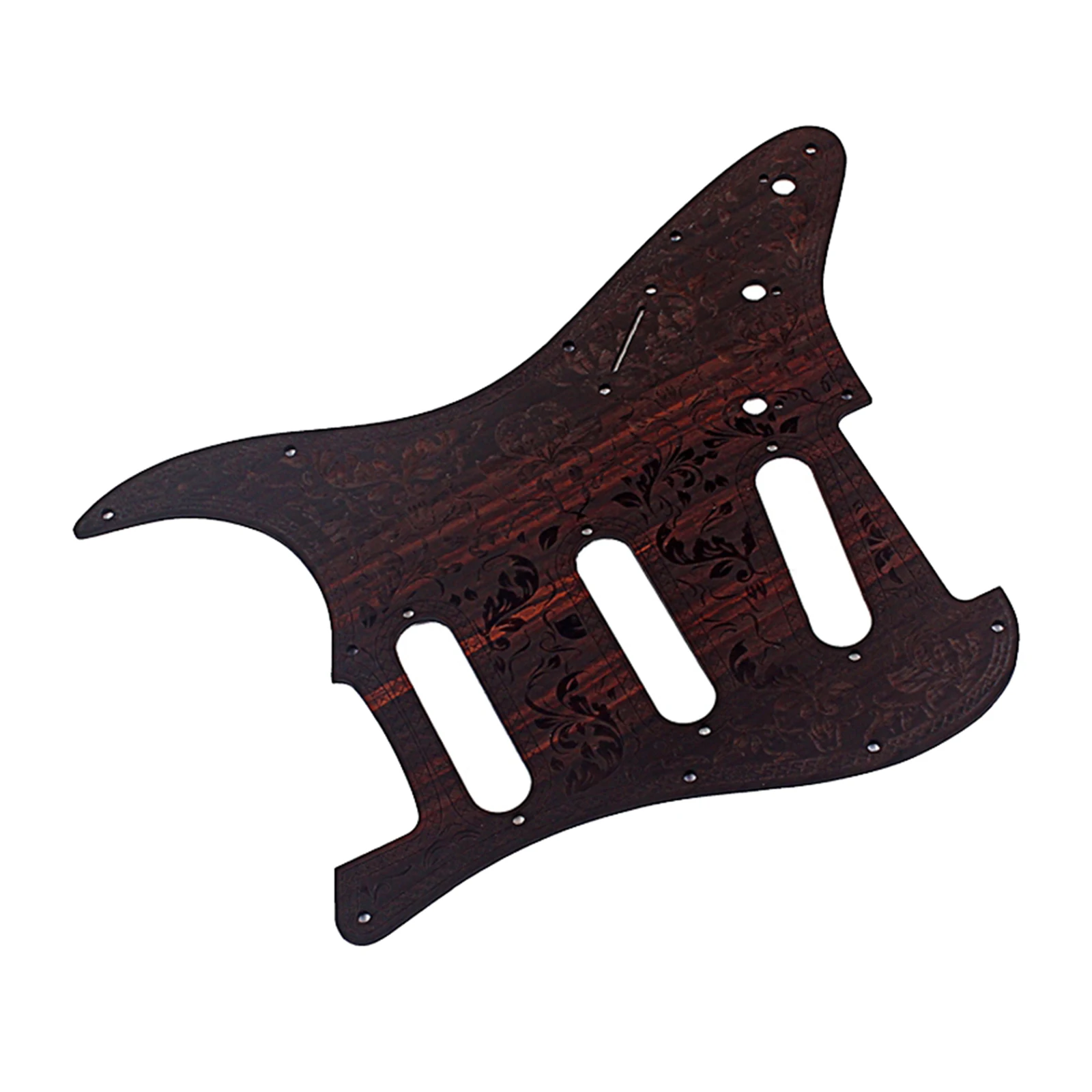 Vintage Carved SSS Guitar Scratch Plate for ST Music Instruments Accs Brown, Made of Quailty Rosewood Material