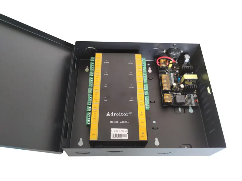 wiegand brand 32-bit TCP/IP four Door Control & power case 110V/220V option support software/ web/ smart phone / fire alarm etc