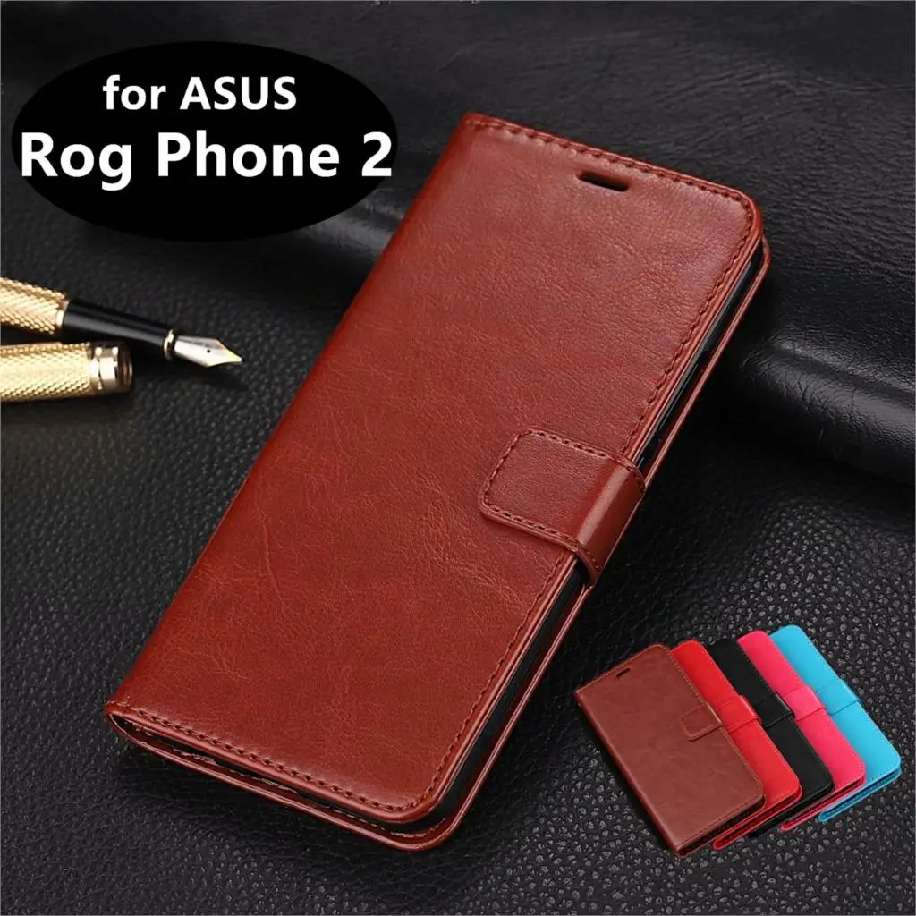 

High Quality Card Slot Phone Holder PU Leather Case for Asus ROG Phone 2 ZS660KL Flip Cover Case Phone Shell for ROG Phone2