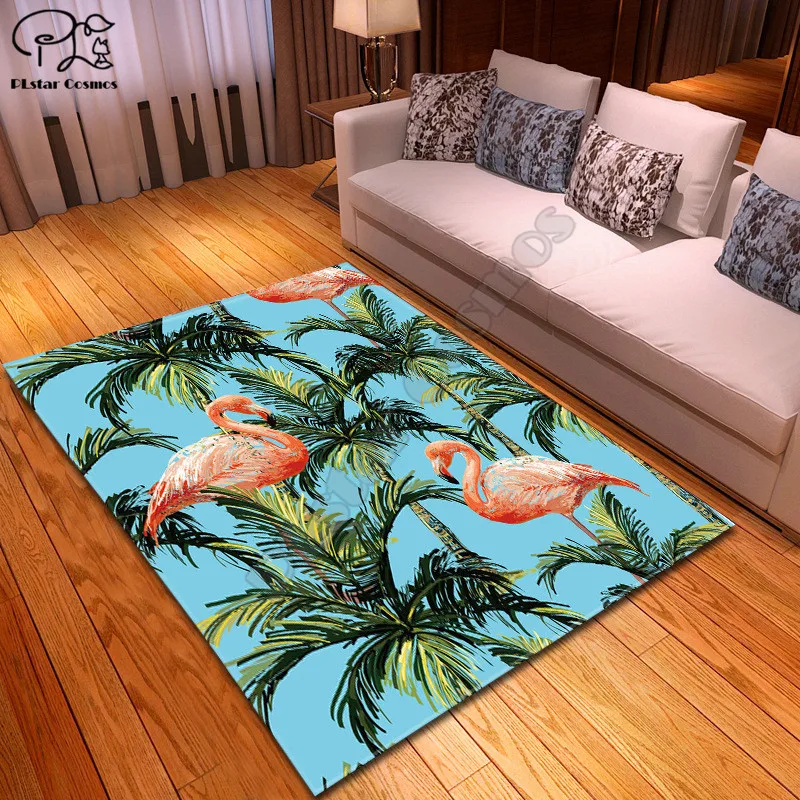 

Tropical plant flamingo Pattern Square Anti-Skid Area Floor Mat 3D Rug Non-slip Mat Dining Room Living Room Soft Bedroom Carpet