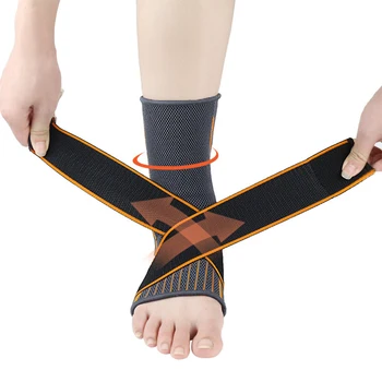 

1pc Breathable Nylon Warm Protector Elastic Gym Brace Running Striped Strap Sprain Prevention Ankle Support Sports Magic Sticker