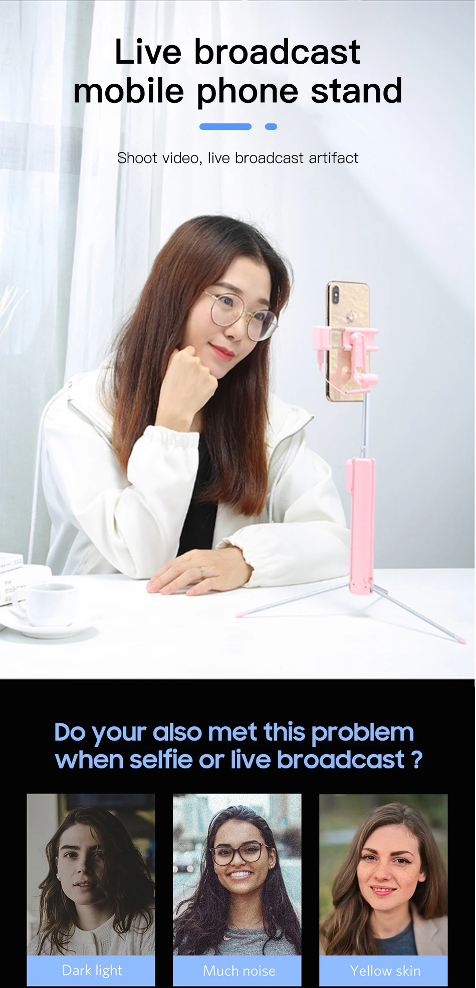 Benks New Wireless Bluetooth Selfie Stick Tripod Extendable With Shutter Button Remote Control Universal For iPhone 11 XR Xiaomi (7)