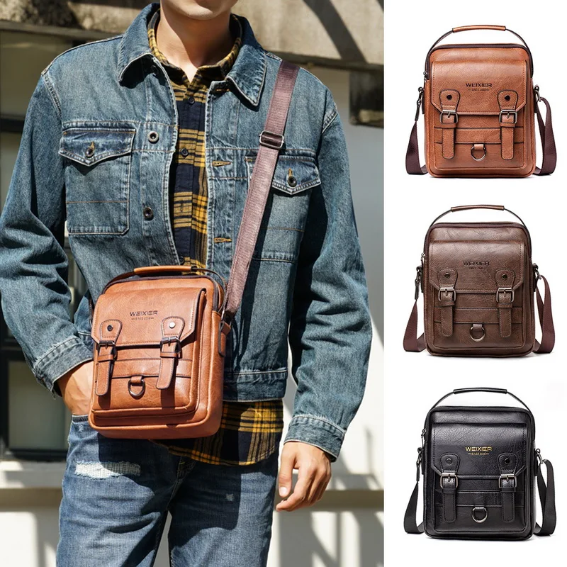 

Adisputent Brand New Man's Crossbody Shoulder Bags Multi-function Men Handbags Large Capacity Retro Leather Bag For Man Travel