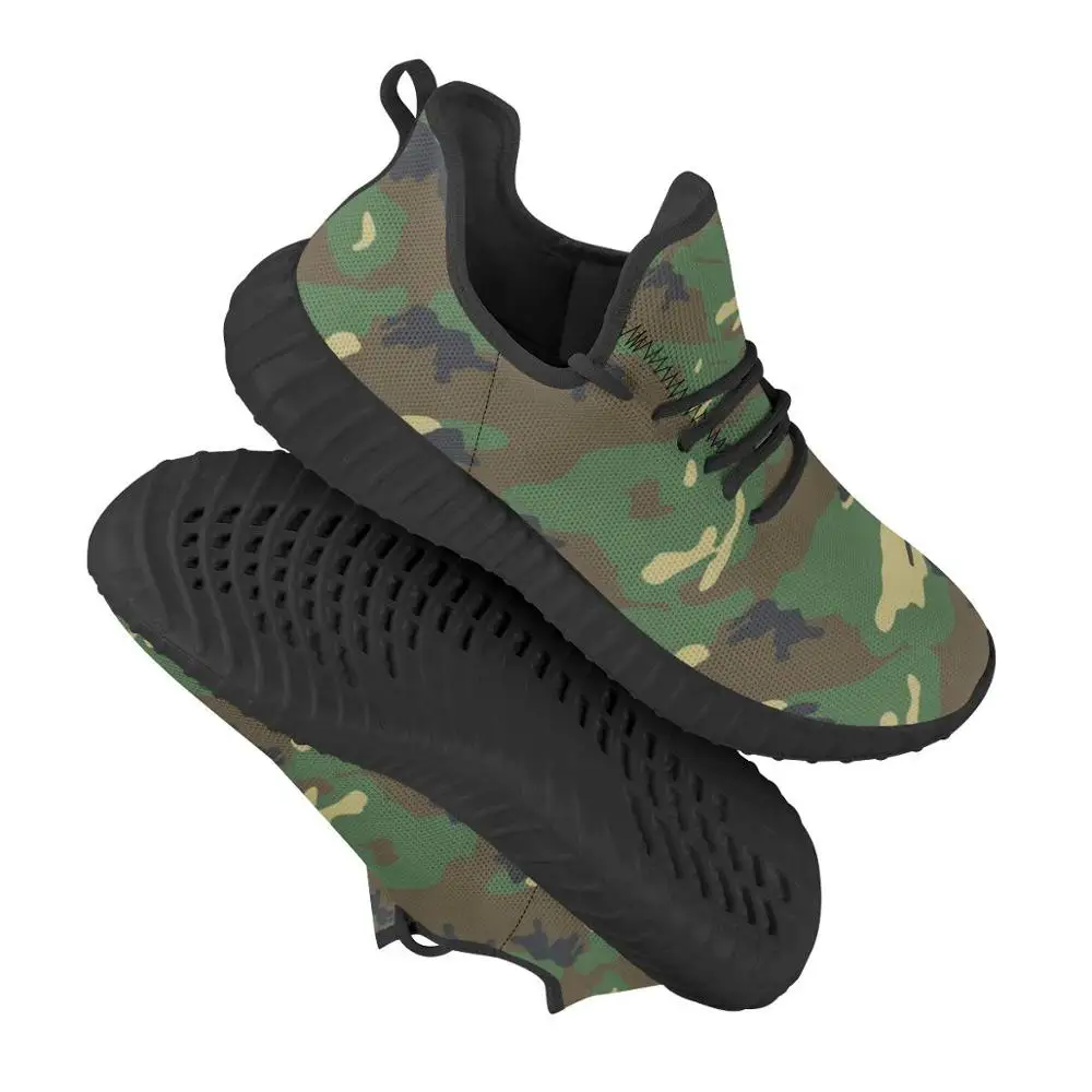 Мужские кроссовки на платформе ArmyGreen камуфляжные из дышащей сетки с логотипом