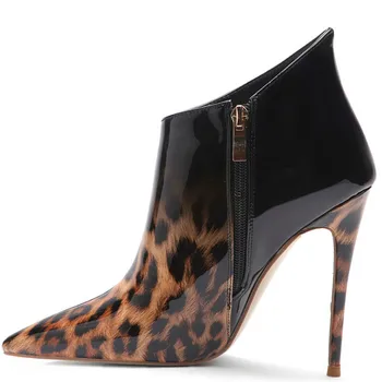 

YECHNE Sexy Luipaard Print women High heels Chelsea Laarzen Wife Single Shoes Winter Dunne Hooks Martin Laarzen Stiletto