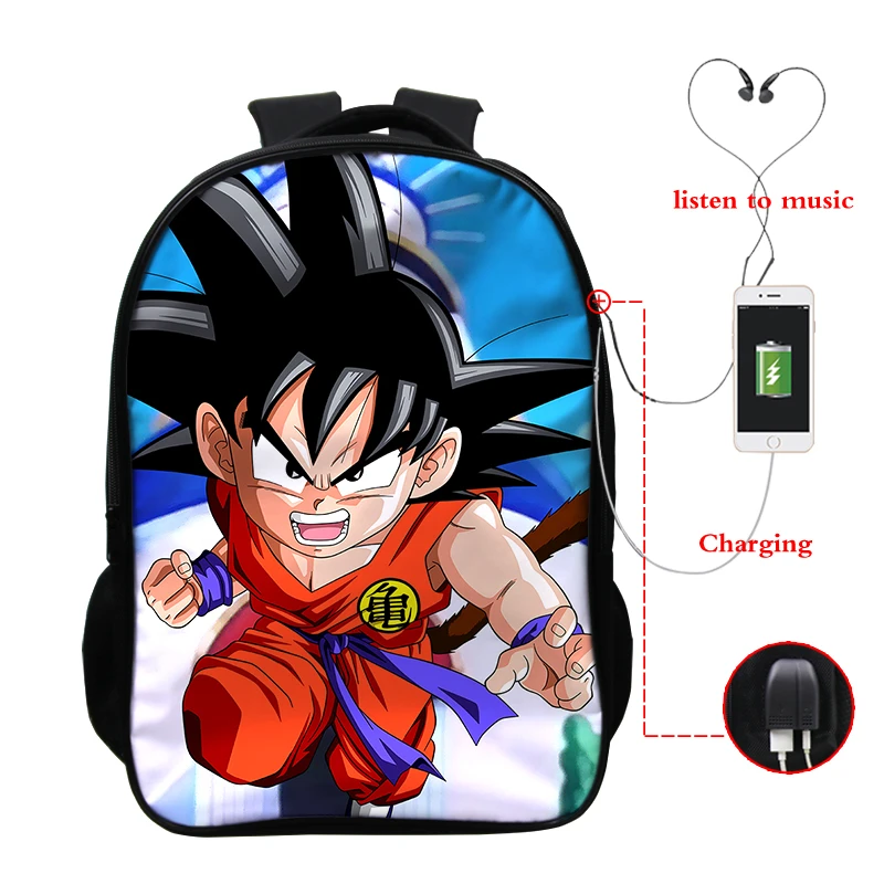 Sac Dos Usb Dragon Ball Z Super Goku разъем для наушников Mochila Dragon Ball рюкзак школьные сумки для девочек-подростков рюкзак для путешествий