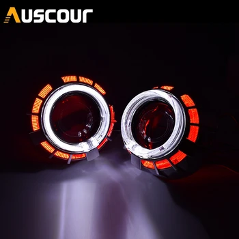 

2pcs 2.5inch bixenon Projector Lens with white blue Angel Eyes DRL hid xenon bulb ballast fit for H1 H4 H7 car headlight Modify