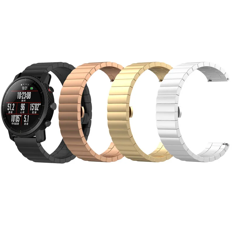 Металлический ремешок из нержавеющей стали для Xiaomi Huami Amazfit GTR 47 мм Смарт-часы браслет для Amazfit Bip/Stratos 3/2 2 S/Pace/GTS