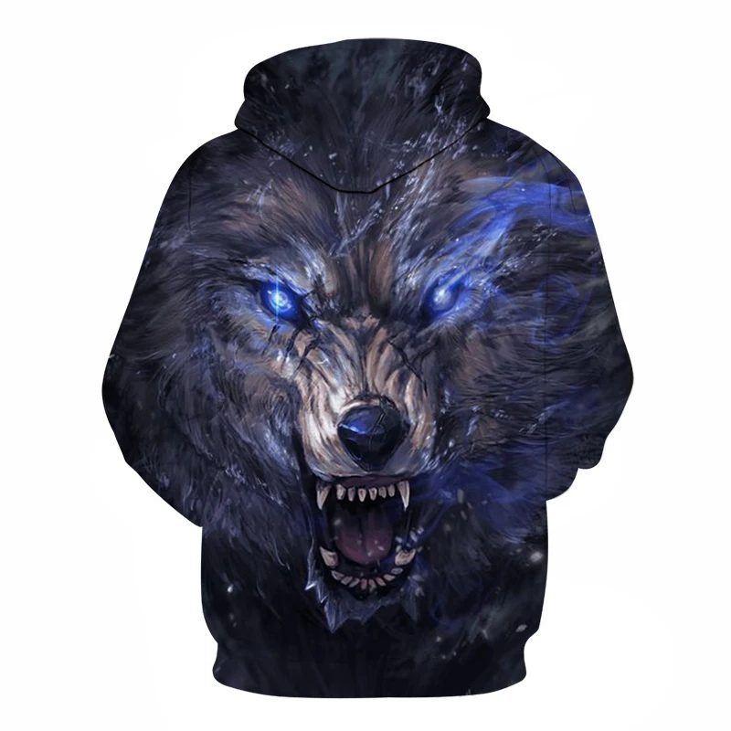 

2019 New 3d printed hoodies wolf head angle funny hoody hiphop top punk style flame men's/women's fashion sportswear asian size