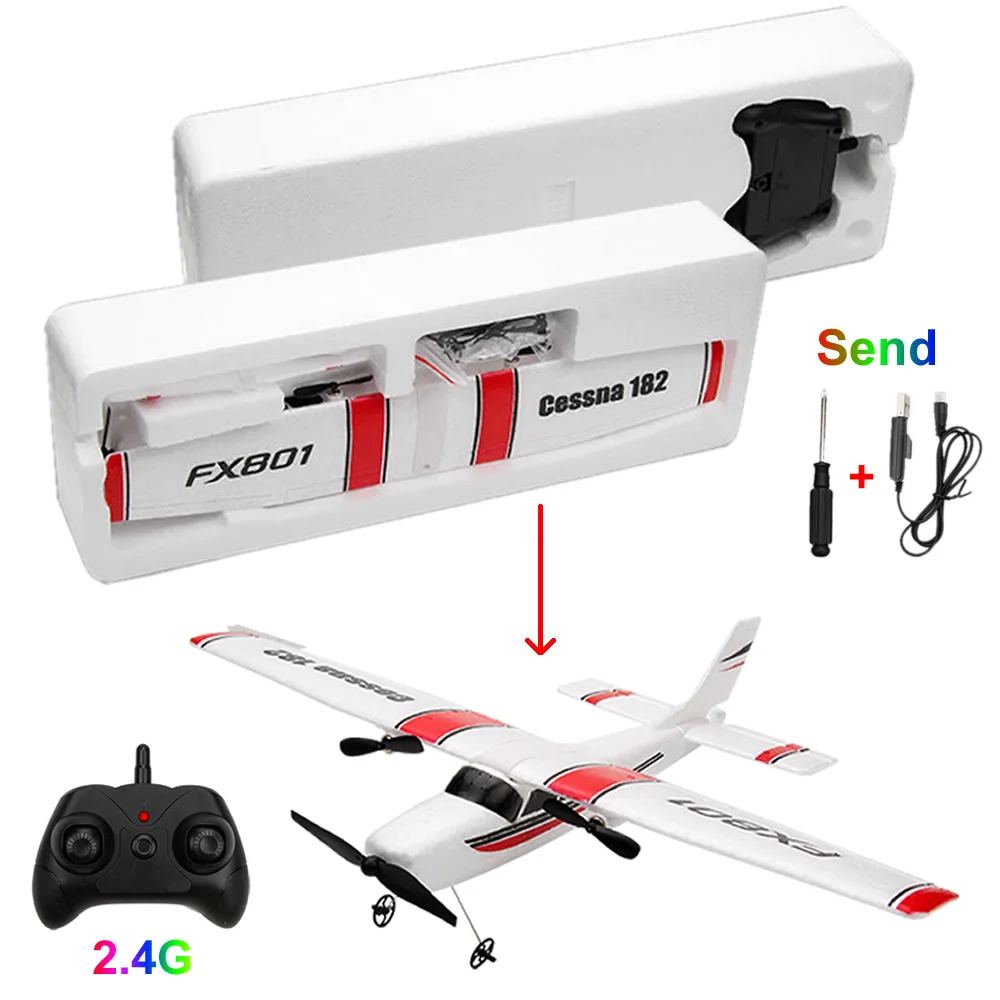 DIY RC Plane Toy EPP Craft Foam Electric Outdoor Remote Control Glider FX-801 Remote Control Airplane DIY Fixed Wing Aircraft 4