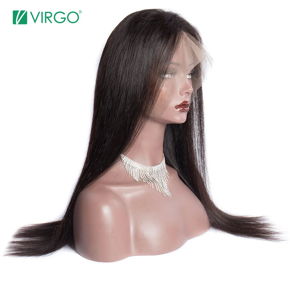 Virgo волосы 360 синтетический парик перуанские прямые предварительно сорвал с