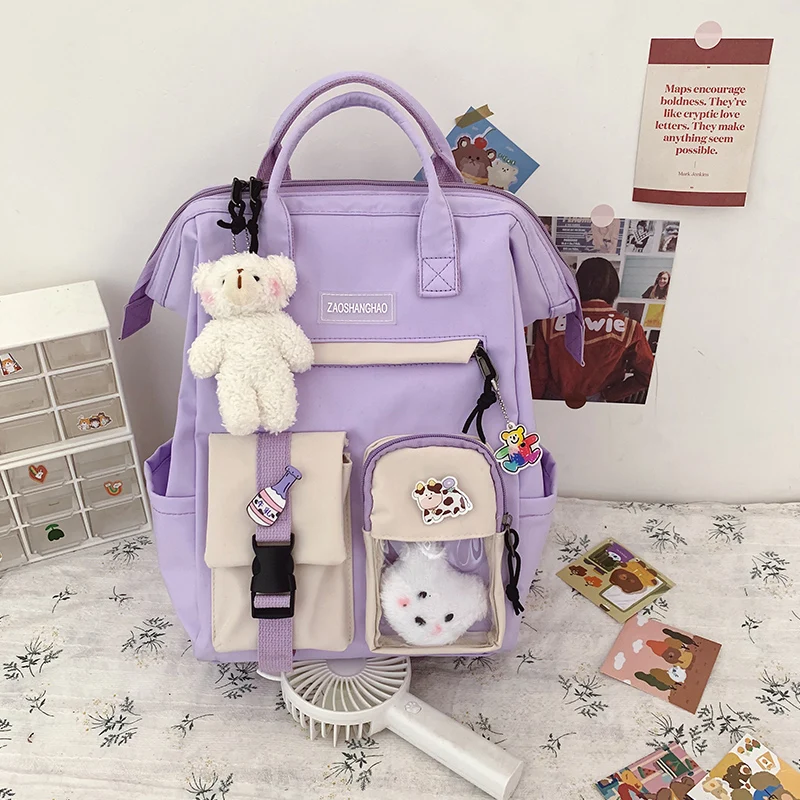 Japanese Kawaii Backpack Women Small School Bags For Teenage Girls Candy  Color Backpacks New Summer Fashion Student Bags Mochila