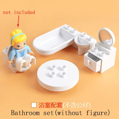 Duplo кирпичи запчасти мебель модель блоки Посуда ванная комната туалетный столик стул аксессуары строительные блоки часть DIY игрушки