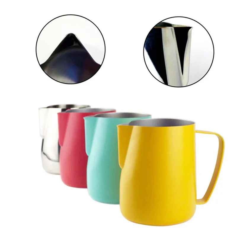 

1PC Milk Jug 350ml/600ml Stainless Steel Frothing Pitcher Pull Flower Cup Coffee Milk Frother Latte Art Milk Foam Tool Coffeware