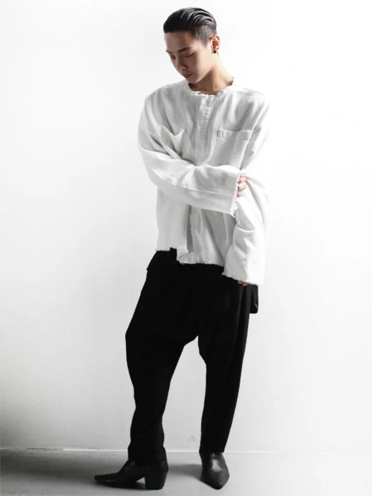 Men's Hanging Crotch Pants New Casual Pleated Wrapped Pants Men's Elastic Waist Large Size To Resist Pants 