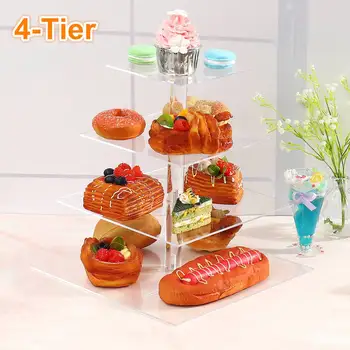 

Acrylic 4-Tier Cake Stand Plate Wedding Party Dessert Cupcake Display Holder Stands Rack Bakeware Decoration Kitchen Cake Tools