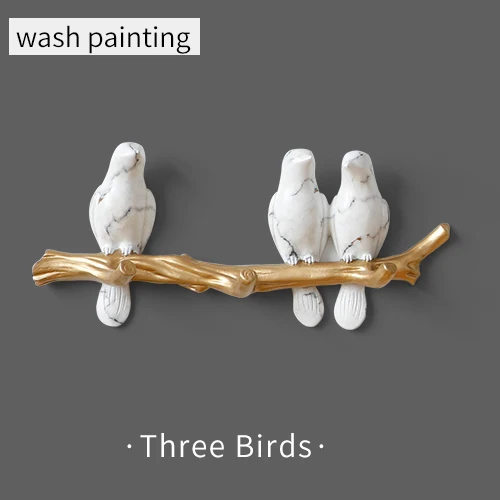 White 3birds Настенный декор с птицами из смолы прививка стены крюк Дети орнамент держатели ключей стойки Домашнее пальто одежда полотенце шляпа Сумочка держатель Вешалка для сумок - Цвет: White 3birds