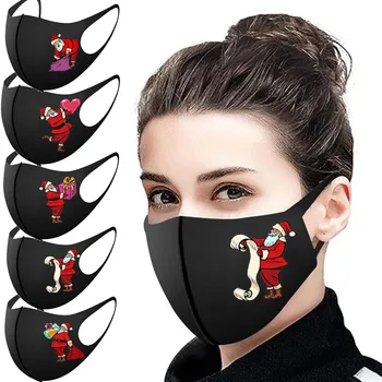 

5pcs Adult Christmas Mouth Mask For Protection Washable Earloop Mask Mascarilla Reutilizable Breathable Dustproof Mouth Cover