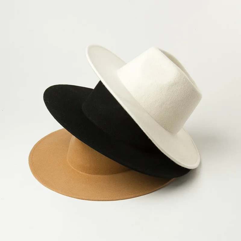 

2020 Fashion Trend Women Ladies Wool Felt Fedora Hat Solid Color Wide Brim Wool Panama Casual Formal Party Winter New Fedora Men