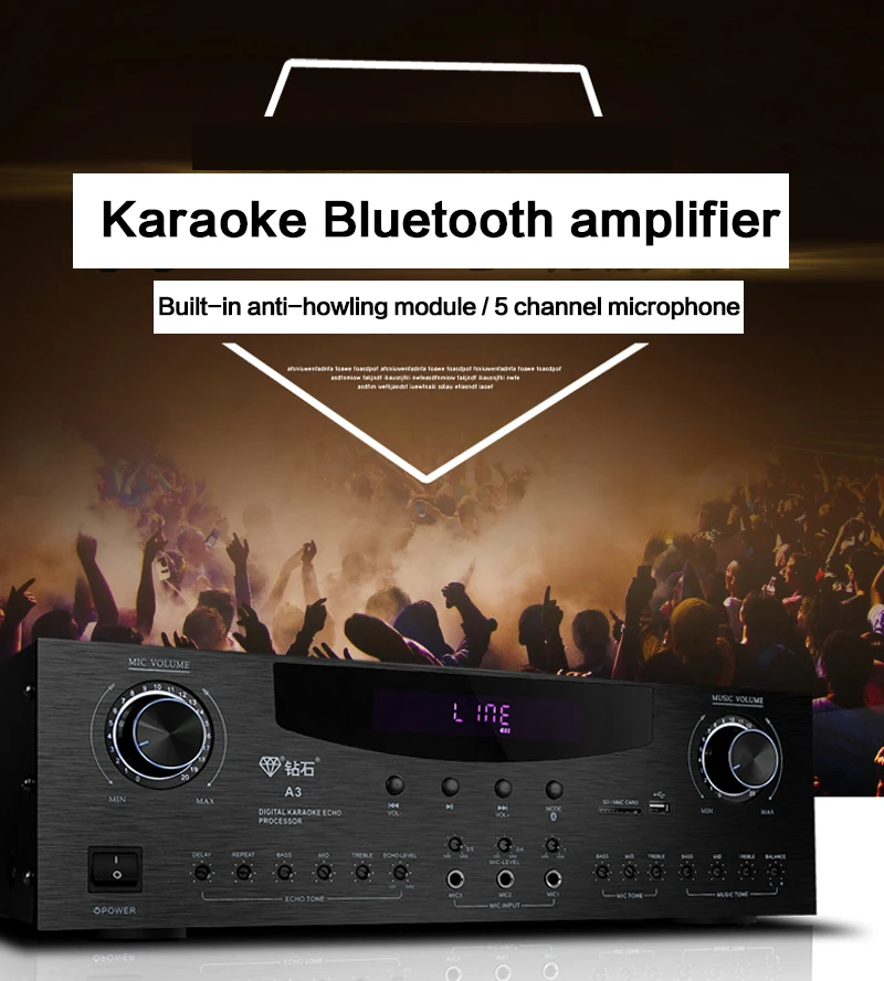 

Профессиональный усилитель KYYSLB 350 Вт * 2 220 В A3 KTV высокой мощности с поддержкой Bluetooth посылка Hi-Fi, домашний караоке, усилитель производительности