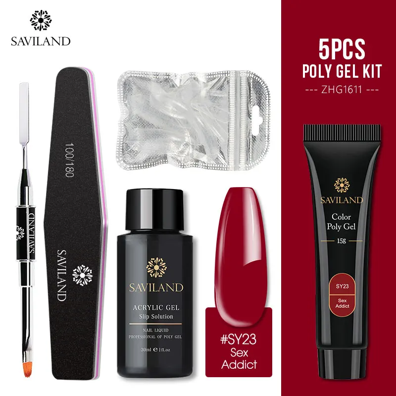 5PCS SET 23 Saviland цвет полигель набор для ногтей 15 мл Быстрый УФ гель лак для ногтей наращивание ногтей для профессионалов - Цвет: 5PCS SET 23
