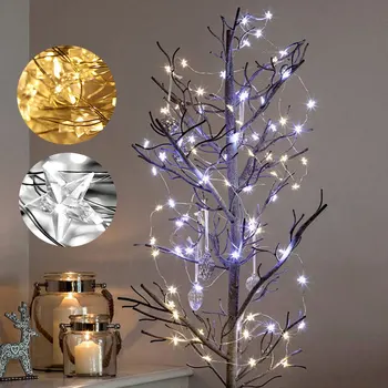 

50/100leds Star Copper Wire Led String Lights Star Fairy Garland Lights String for Christmas Wedding Holiday Decor USB Battery