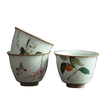 

Ceramic Cup 70ml Tea Cup Pottery Teacup Vintage Tea Bowl Container Drinkware Master Teaware Teacups Pu Er Cups Crafts Decoration