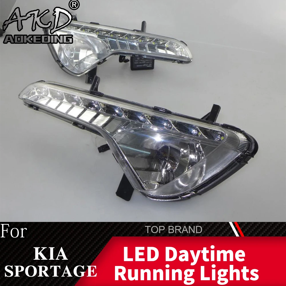 AKD 2 шт. светодиодный фонарь дневного света для Kia Sportage 2011 2012 2013 Водонепроницаемый ABS 12 В автомобиля DRL Противотуманные фары украшения