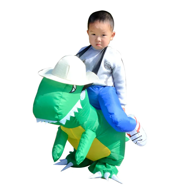 Kids Mascot Green T-REX Dinosaur Inflatable Costume Boys Girls Riding Dino Party Dress Up Costumes Halloween Cosplay Cartoon Toy Kids Mascot Green T-REX Dinosaur Inflatable Costume Boys Girls Riding Dino Party Dress Up Costumes Halloween Cosplay Cartoon Toy